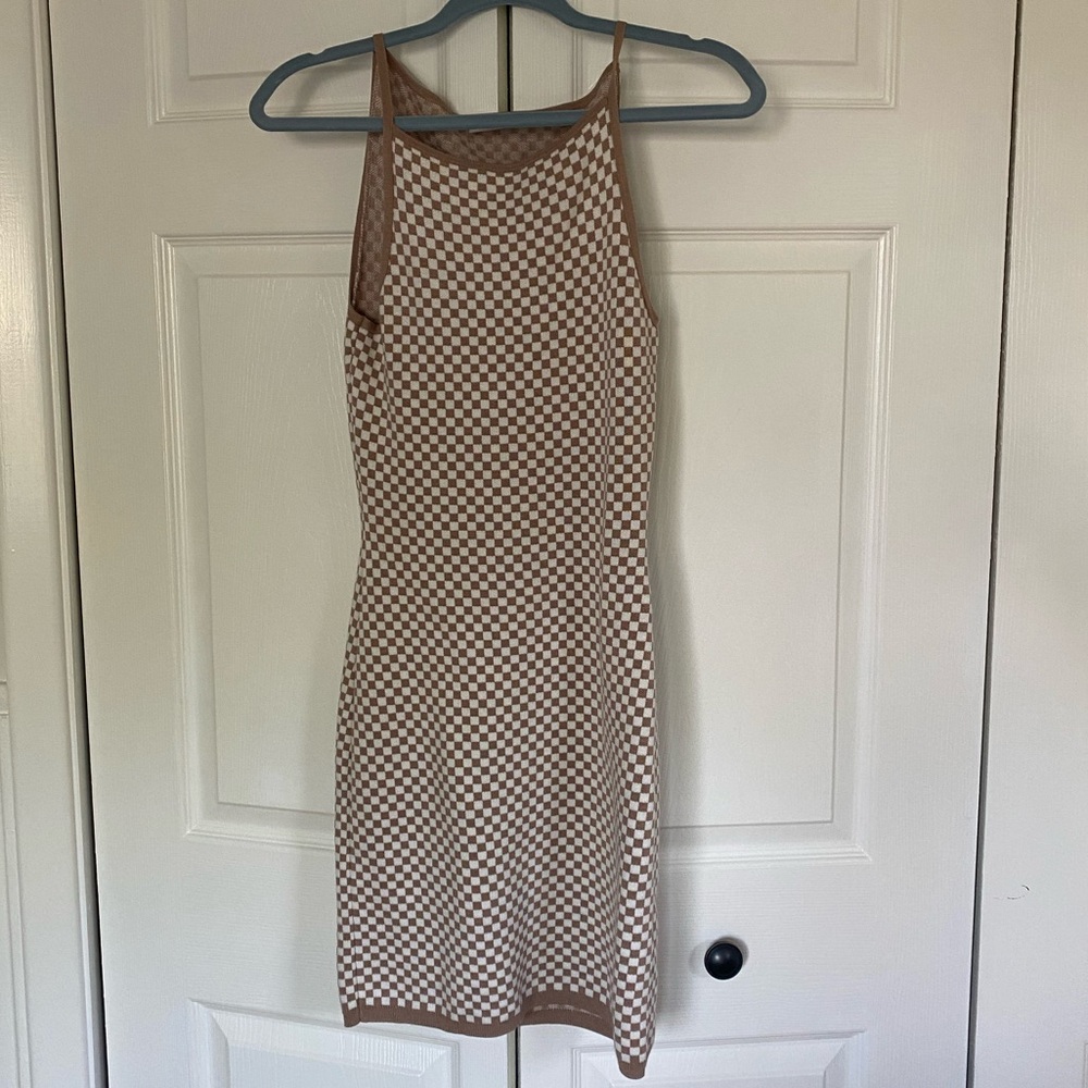 Abercrombie & Fitch Tan and Jacquard Sweater Dress